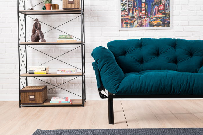 Atelier Del Sofa Sofá-Cama de 2 Plazas Nitta - Azul Petróleo Atelier Del Sofa Sofá-Cama de 2 Plazas Nitta - Azul Petróleo